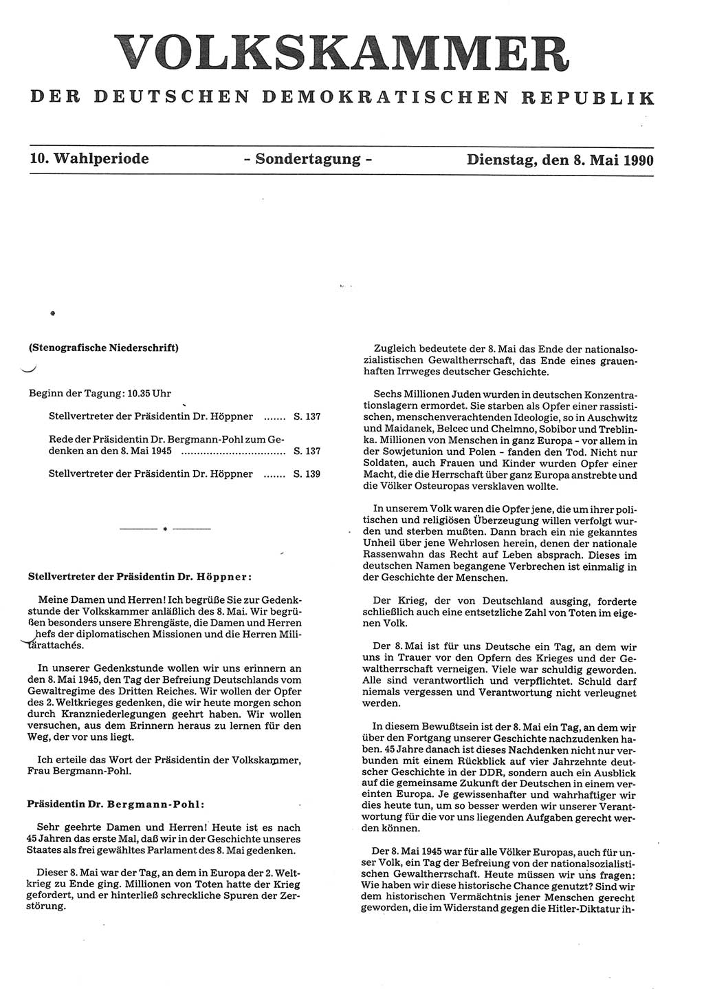 Tagungen der Volkskammer (VK) der Deutschen Demokratischen Republik (DDR), 10. Wahlperiode 1990, Seite 137 (VK. DDR 10. WP. 1990, Prot. Tg. 1-38, 5.4.-2.10.1990, S. 137)