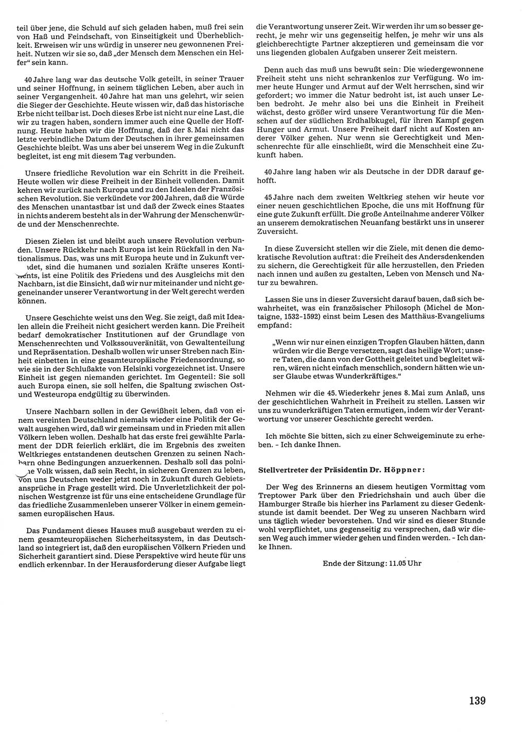 Tagungen der Volkskammer (VK) der Deutschen Demokratischen Republik (DDR), 10. Wahlperiode 1990, Seite 139 (VK. DDR 10. WP. 1990, Prot. Tg. 1-38, 5.4.-2.10.1990, S. 139)