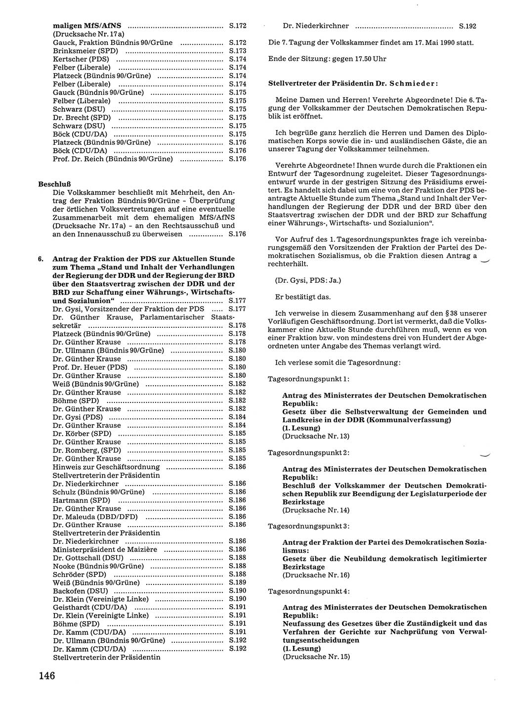 Tagungen der Volkskammer (VK) der Deutschen Demokratischen Republik (DDR), 10. Wahlperiode 1990, Seite 146 (VK. DDR 10. WP. 1990, Prot. Tg. 1-38, 5.4.-2.10.1990, S. 146)