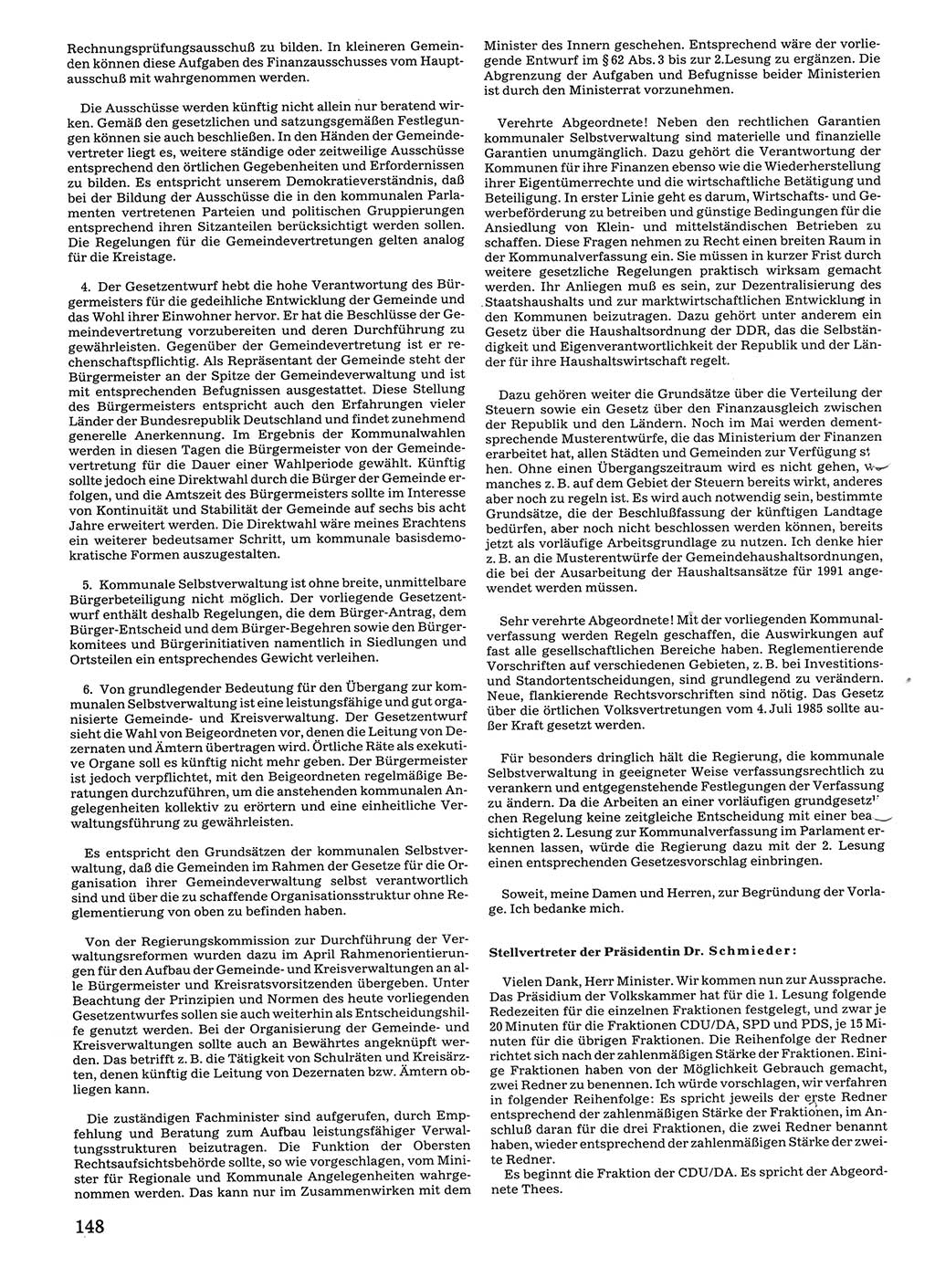 Tagungen der Volkskammer (VK) der Deutschen Demokratischen Republik (DDR), 10. Wahlperiode 1990, Seite 148 (VK. DDR 10. WP. 1990, Prot. Tg. 1-38, 5.4.-2.10.1990, S. 148)