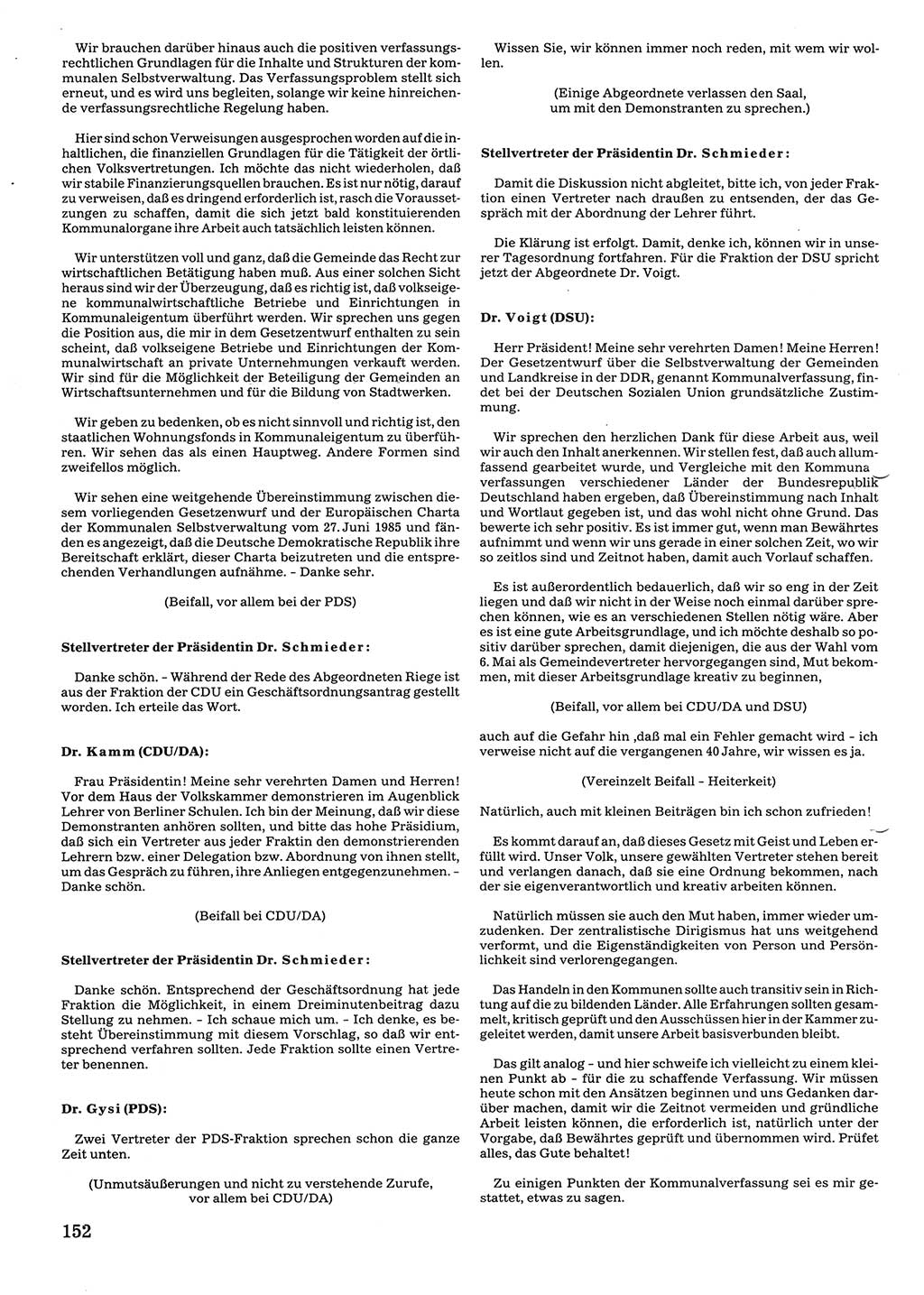 Tagungen der Volkskammer (VK) der Deutschen Demokratischen Republik (DDR), 10. Wahlperiode 1990, Seite 152 (VK. DDR 10. WP. 1990, Prot. Tg. 1-38, 5.4.-2.10.1990, S. 152)