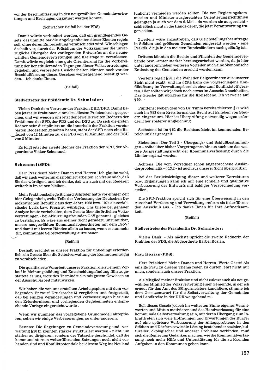 Tagungen der Volkskammer (VK) der Deutschen Demokratischen Republik (DDR), 10. Wahlperiode 1990, Seite 157 (VK. DDR 10. WP. 1990, Prot. Tg. 1-38, 5.4.-2.10.1990, S. 157)