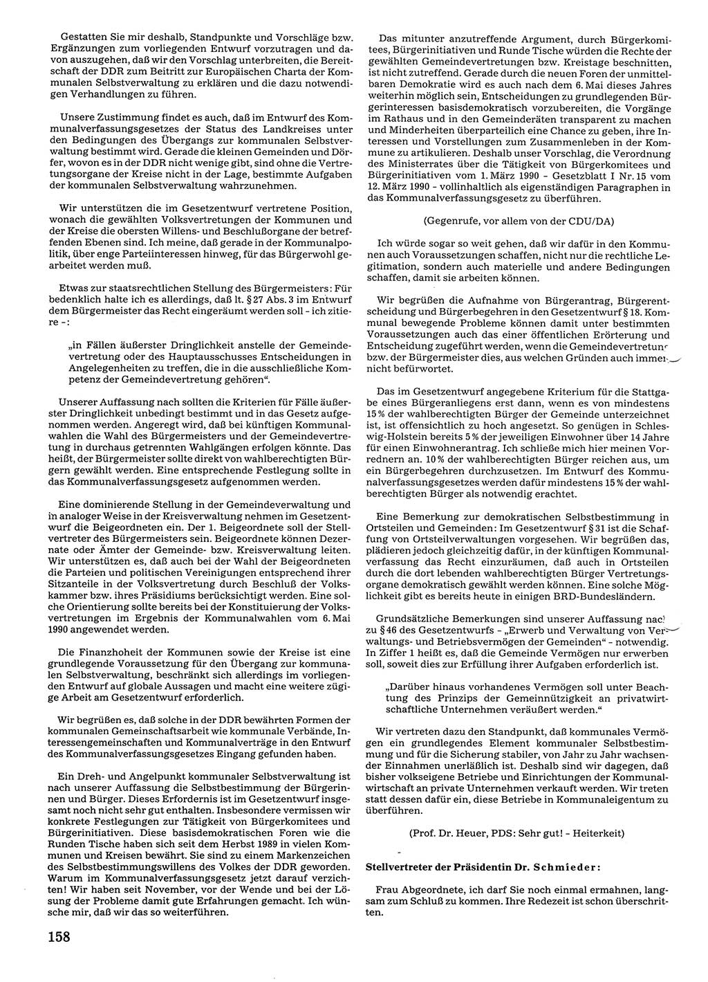 Tagungen der Volkskammer (VK) der Deutschen Demokratischen Republik (DDR), 10. Wahlperiode 1990, Seite 158 (VK. DDR 10. WP. 1990, Prot. Tg. 1-38, 5.4.-2.10.1990, S. 158)