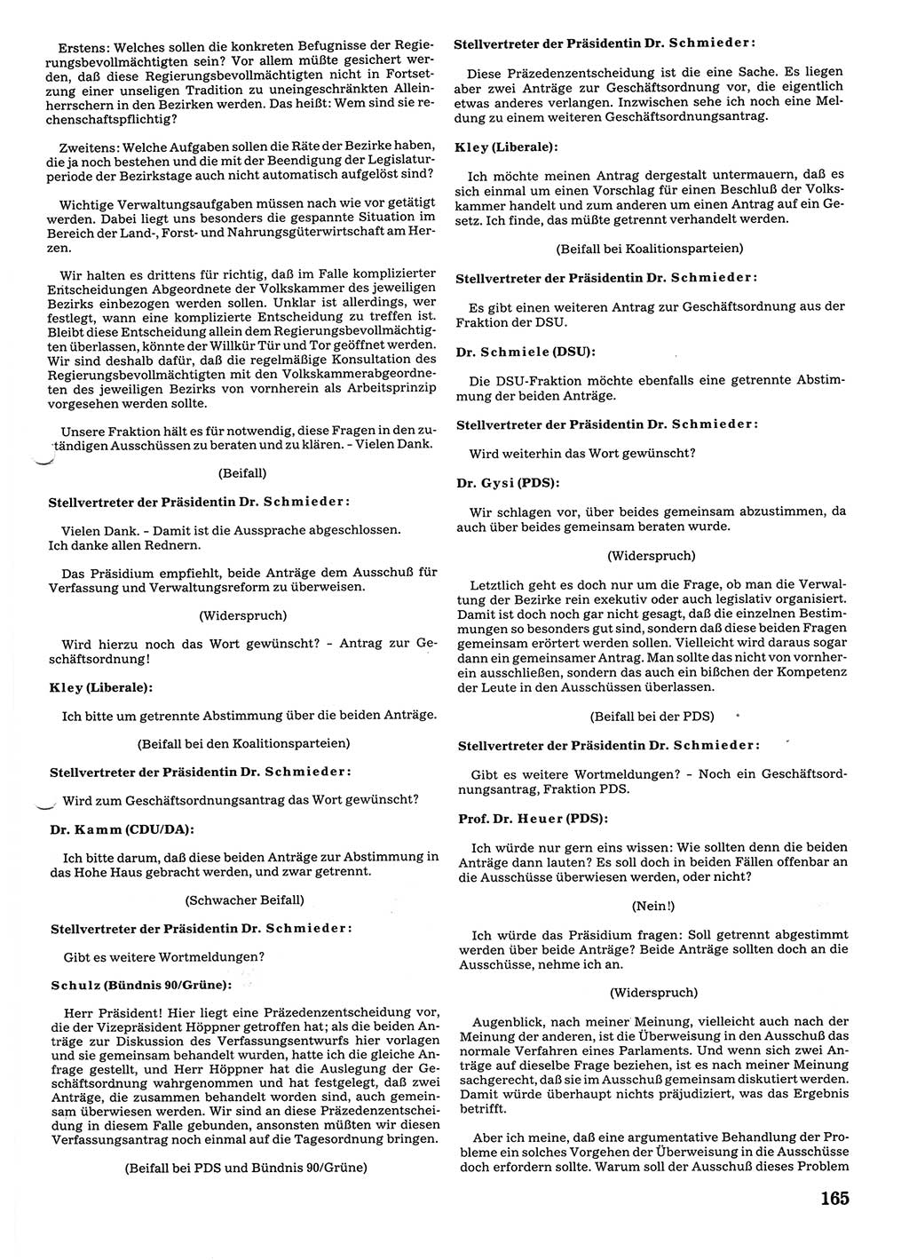 Tagungen der Volkskammer (VK) der Deutschen Demokratischen Republik (DDR), 10. Wahlperiode 1990, Seite 165 (VK. DDR 10. WP. 1990, Prot. Tg. 1-38, 5.4.-2.10.1990, S. 165)