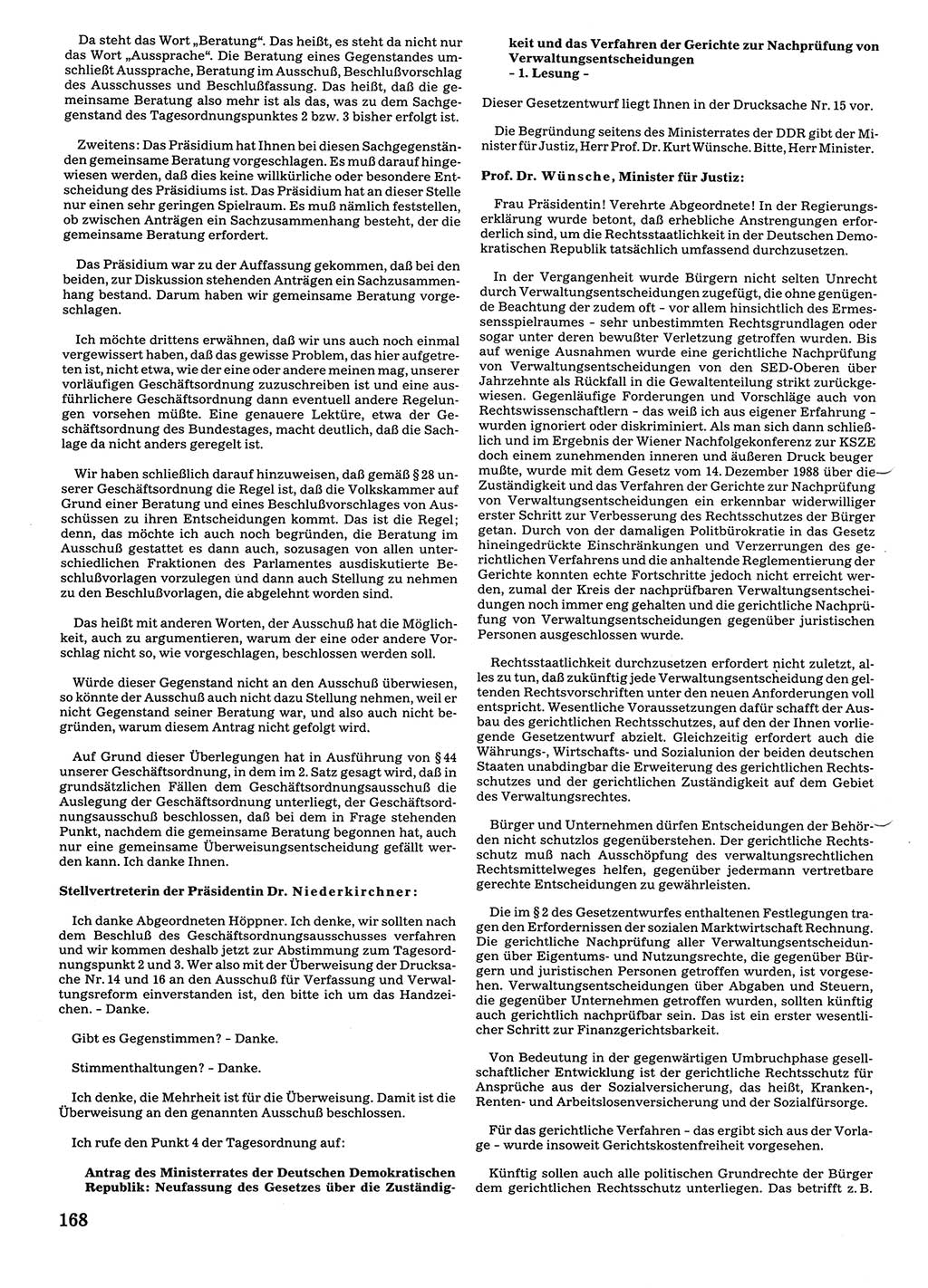 Tagungen der Volkskammer (VK) der Deutschen Demokratischen Republik (DDR), 10. Wahlperiode 1990, Seite 168 (VK. DDR 10. WP. 1990, Prot. Tg. 1-38, 5.4.-2.10.1990, S. 168)