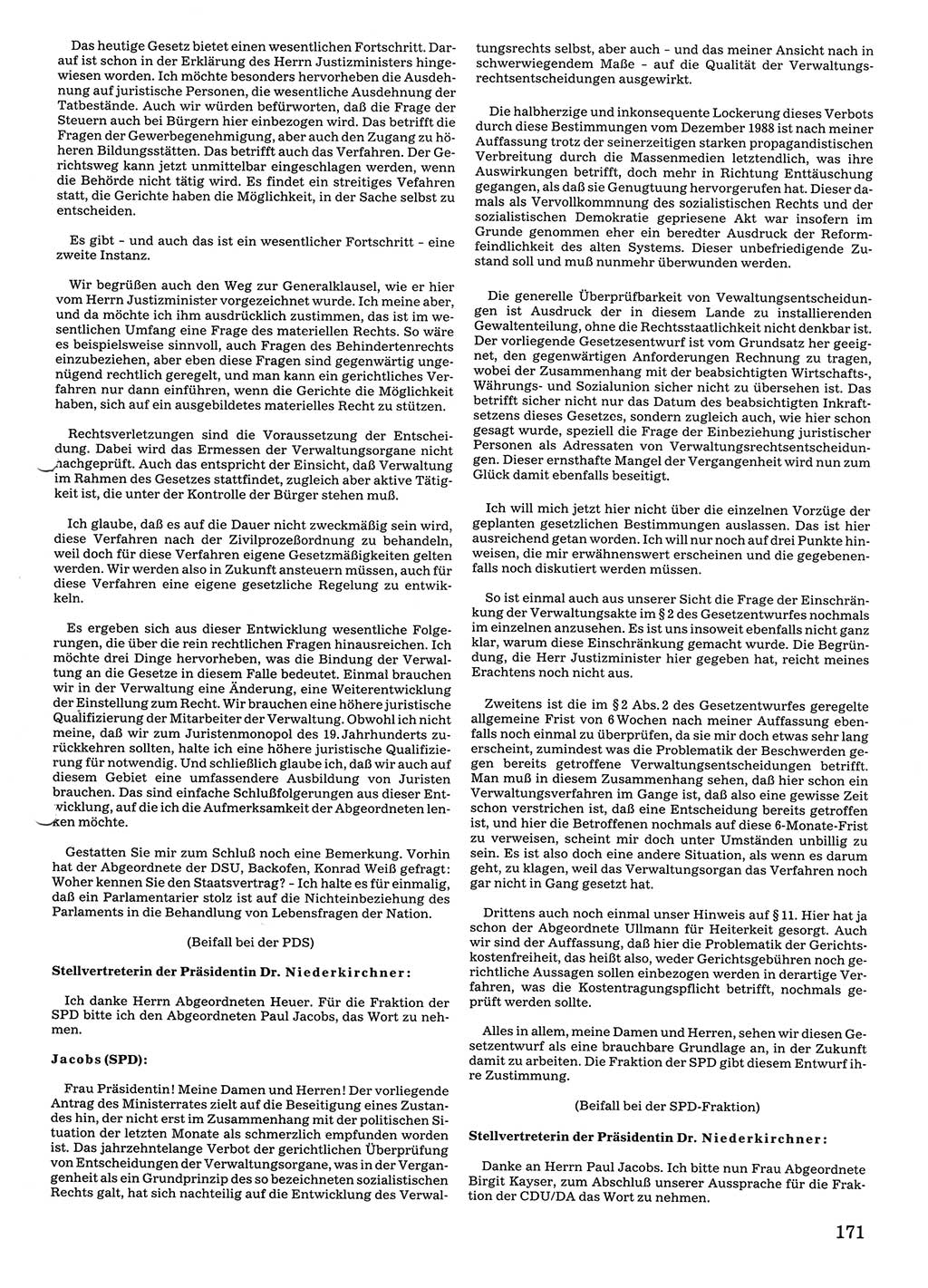 Tagungen der Volkskammer (VK) der Deutschen Demokratischen Republik (DDR), 10. Wahlperiode 1990, Seite 171 (VK. DDR 10. WP. 1990, Prot. Tg. 1-38, 5.4.-2.10.1990, S. 171)