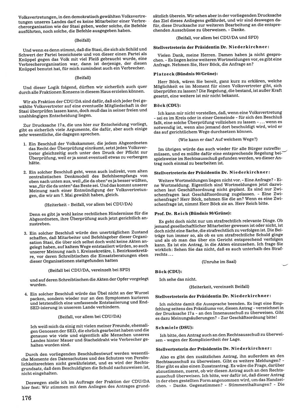 Tagungen der Volkskammer (VK) der Deutschen Demokratischen Republik (DDR), 10. Wahlperiode 1990, Seite 176 (VK. DDR 10. WP. 1990, Prot. Tg. 1-38, 5.4.-2.10.1990, S. 176)