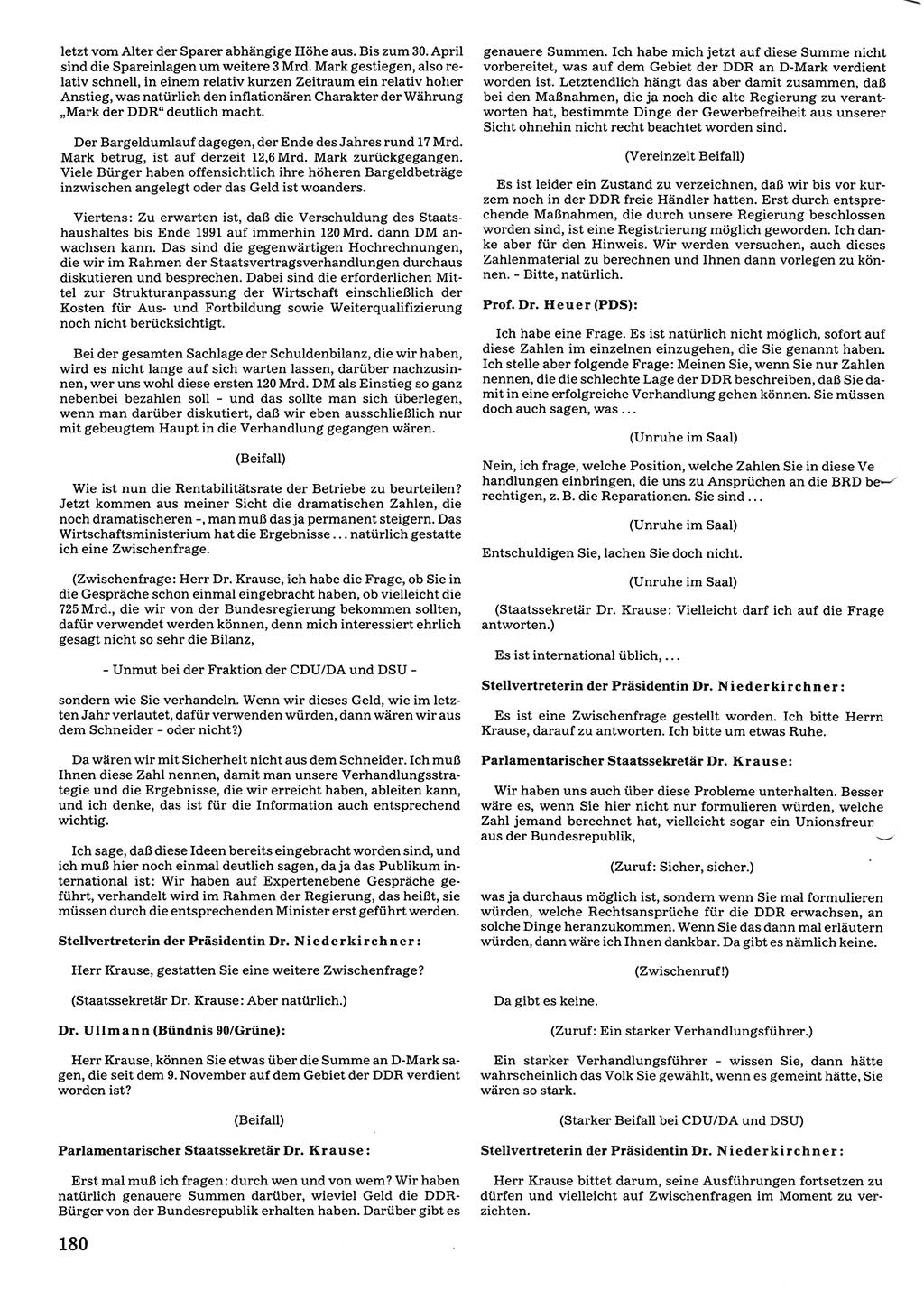 Tagungen der Volkskammer (VK) der Deutschen Demokratischen Republik (DDR), 10. Wahlperiode 1990, Seite 180 (VK. DDR 10. WP. 1990, Prot. Tg. 1-38, 5.4.-2.10.1990, S. 180)