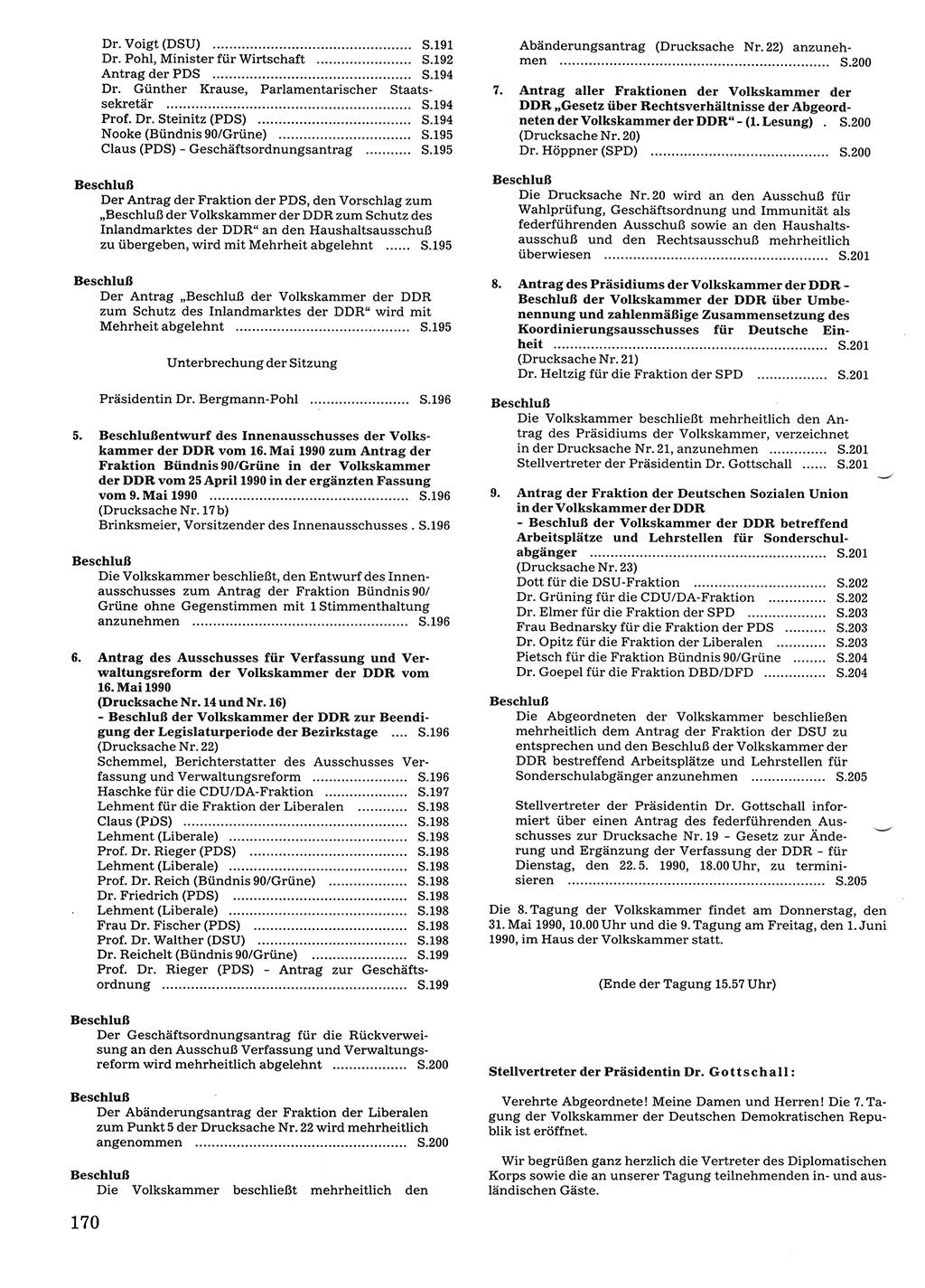 Tagungen der Volkskammer (VK) der Deutschen Demokratischen Republik (DDR), 10. Wahlperiode 1990, Seite 170 (VK. DDR 10. WP. 1990, Prot. Tg. 1-38, 5.4.-2.10.1990, S. 170)