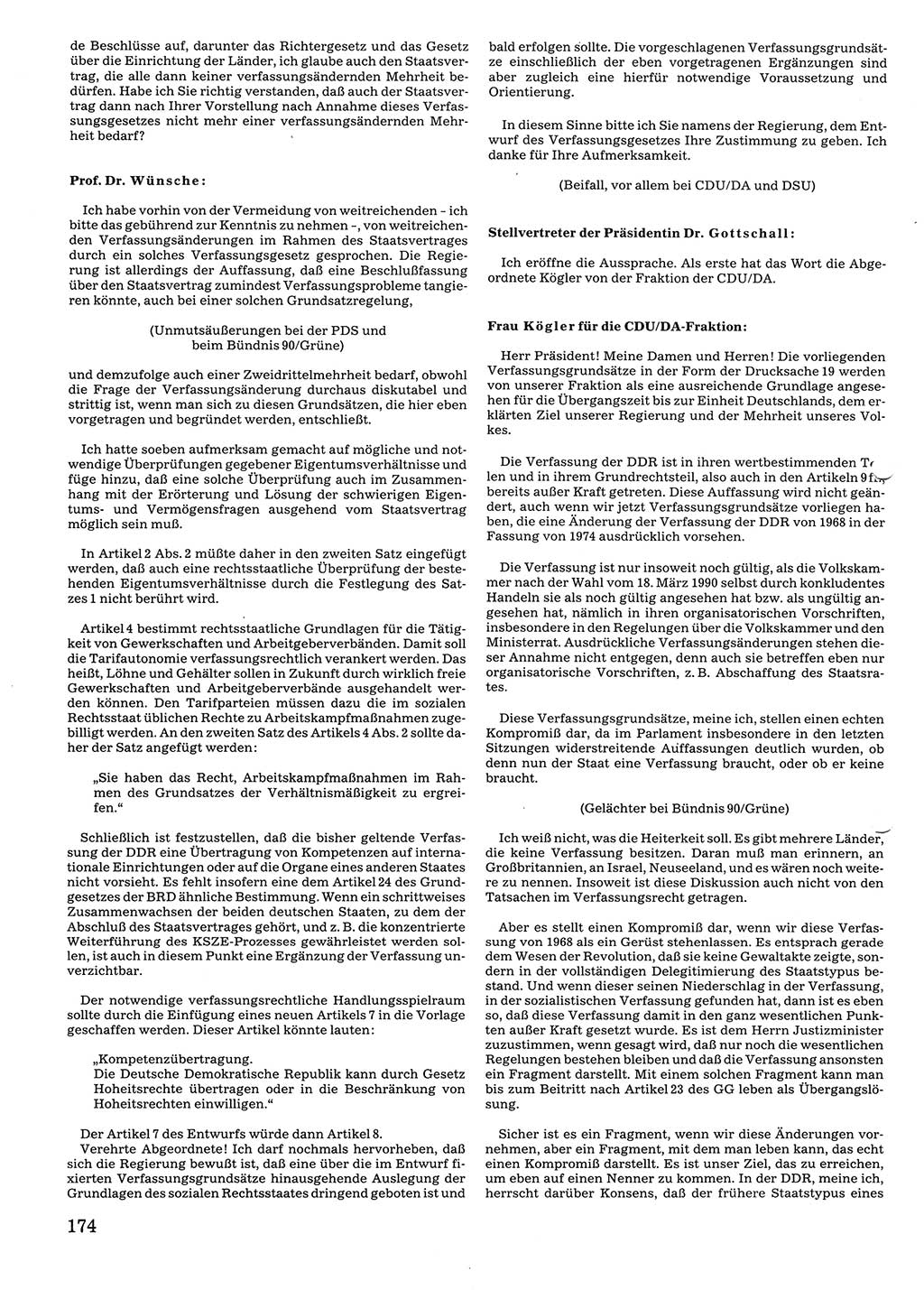 Tagungen der Volkskammer (VK) der Deutschen Demokratischen Republik (DDR), 10. Wahlperiode 1990, Seite 174 (VK. DDR 10. WP. 1990, Prot. Tg. 1-38, 5.4.-2.10.1990, S. 174)