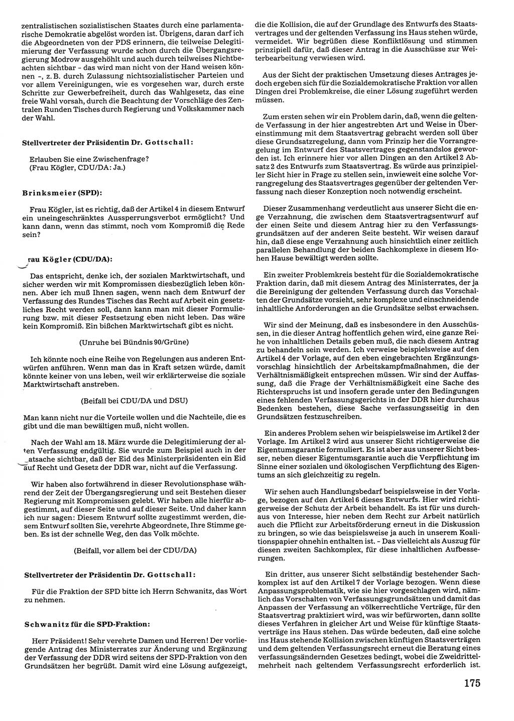 Tagungen der Volkskammer (VK) der Deutschen Demokratischen Republik (DDR), 10. Wahlperiode 1990, Seite 175 (VK. DDR 10. WP. 1990, Prot. Tg. 1-38, 5.4.-2.10.1990, S. 175)