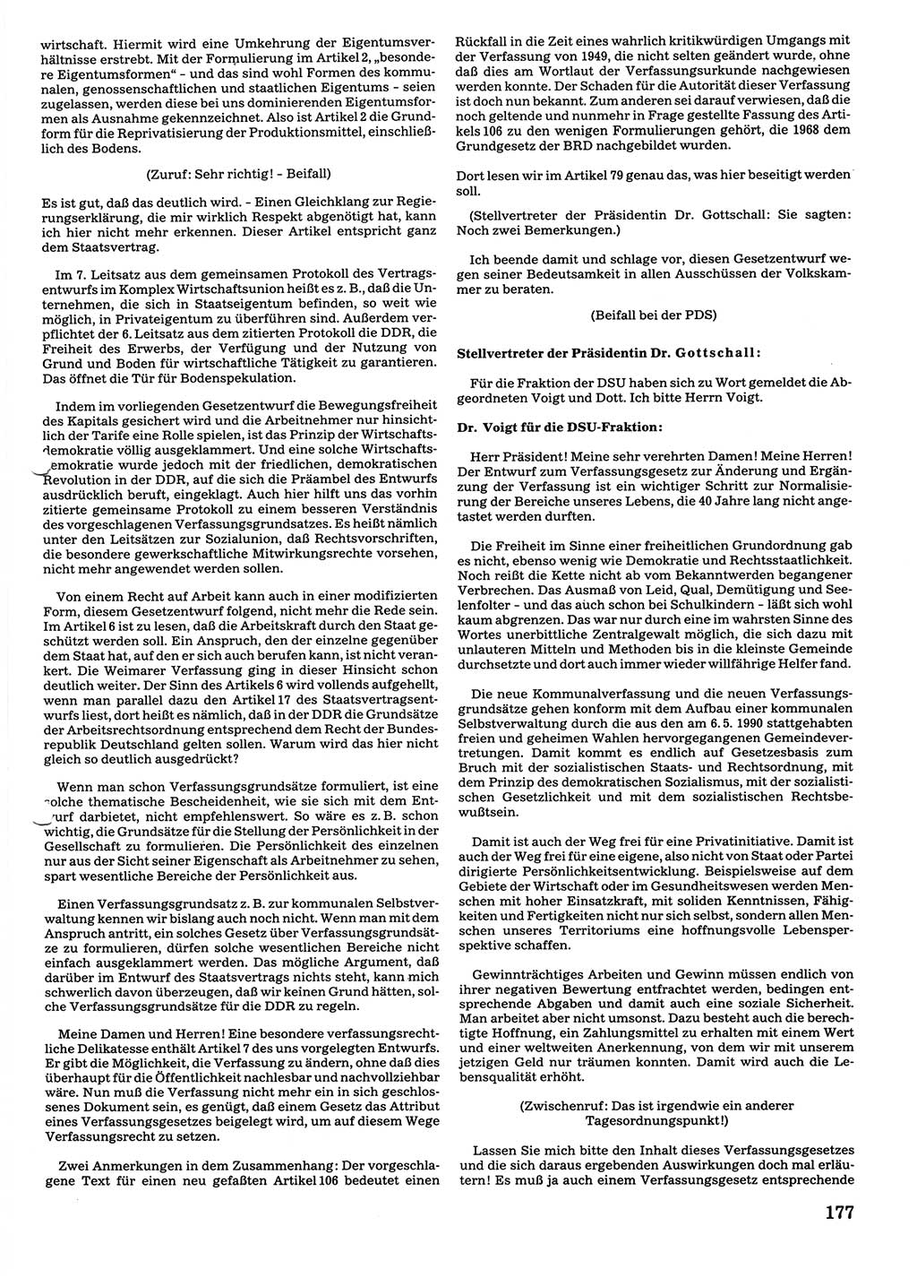 Tagungen der Volkskammer (VK) der Deutschen Demokratischen Republik (DDR), 10. Wahlperiode 1990, Seite 177 (VK. DDR 10. WP. 1990, Prot. Tg. 1-38, 5.4.-2.10.1990, S. 177)