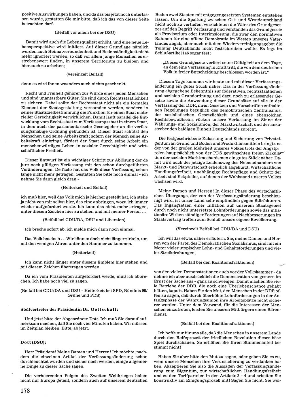 Tagungen der Volkskammer (VK) der Deutschen Demokratischen Republik (DDR), 10. Wahlperiode 1990, Seite 178 (VK. DDR 10. WP. 1990, Prot. Tg. 1-38, 5.4.-2.10.1990, S. 178)