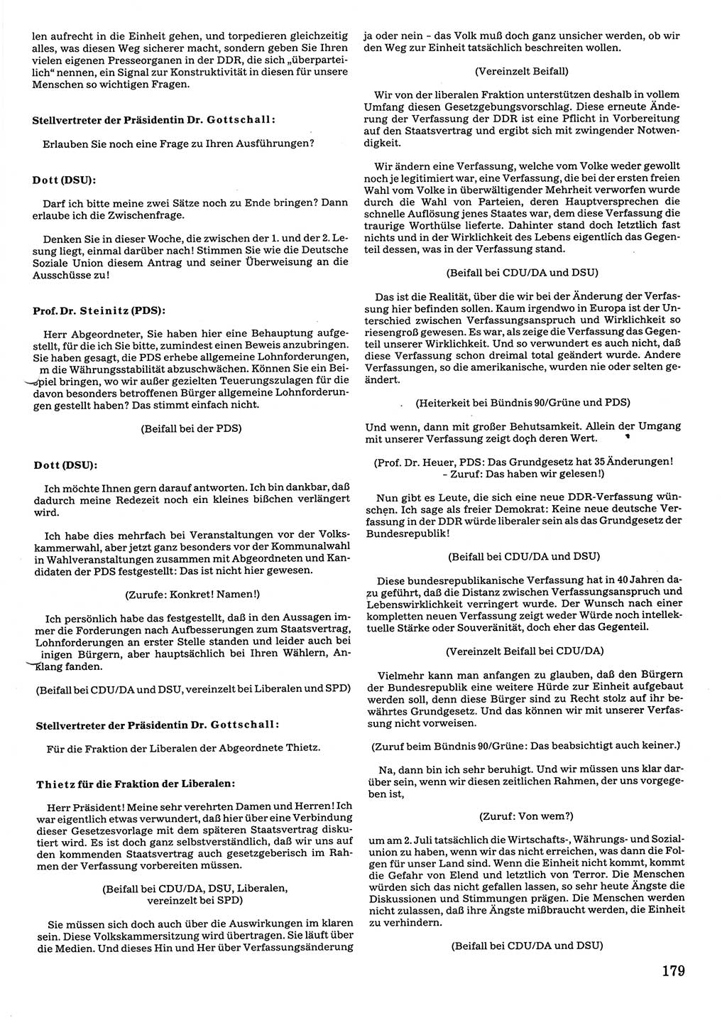 Tagungen der Volkskammer (VK) der Deutschen Demokratischen Republik (DDR), 10. Wahlperiode 1990, Seite 179 (VK. DDR 10. WP. 1990, Prot. Tg. 1-38, 5.4.-2.10.1990, S. 179)