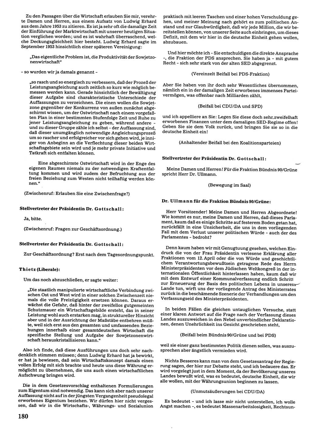 Tagungen der Volkskammer (VK) der Deutschen Demokratischen Republik (DDR), 10. Wahlperiode 1990, Seite 180 (VK. DDR 10. WP. 1990, Prot. Tg. 1-38, 5.4.-2.10.1990, S. 180)