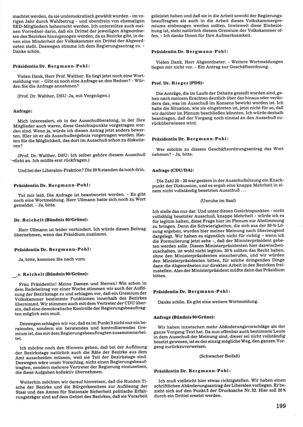 Tagungen der Volkskammer (VK) der Deutschen Demokratischen Republik (DDR), 10. Wahlperiode 1990, Seite 199 (VK. DDR 10. WP. 1990, Prot. Tg. 1-38, 5.4.-2.10.1990, S. 199)