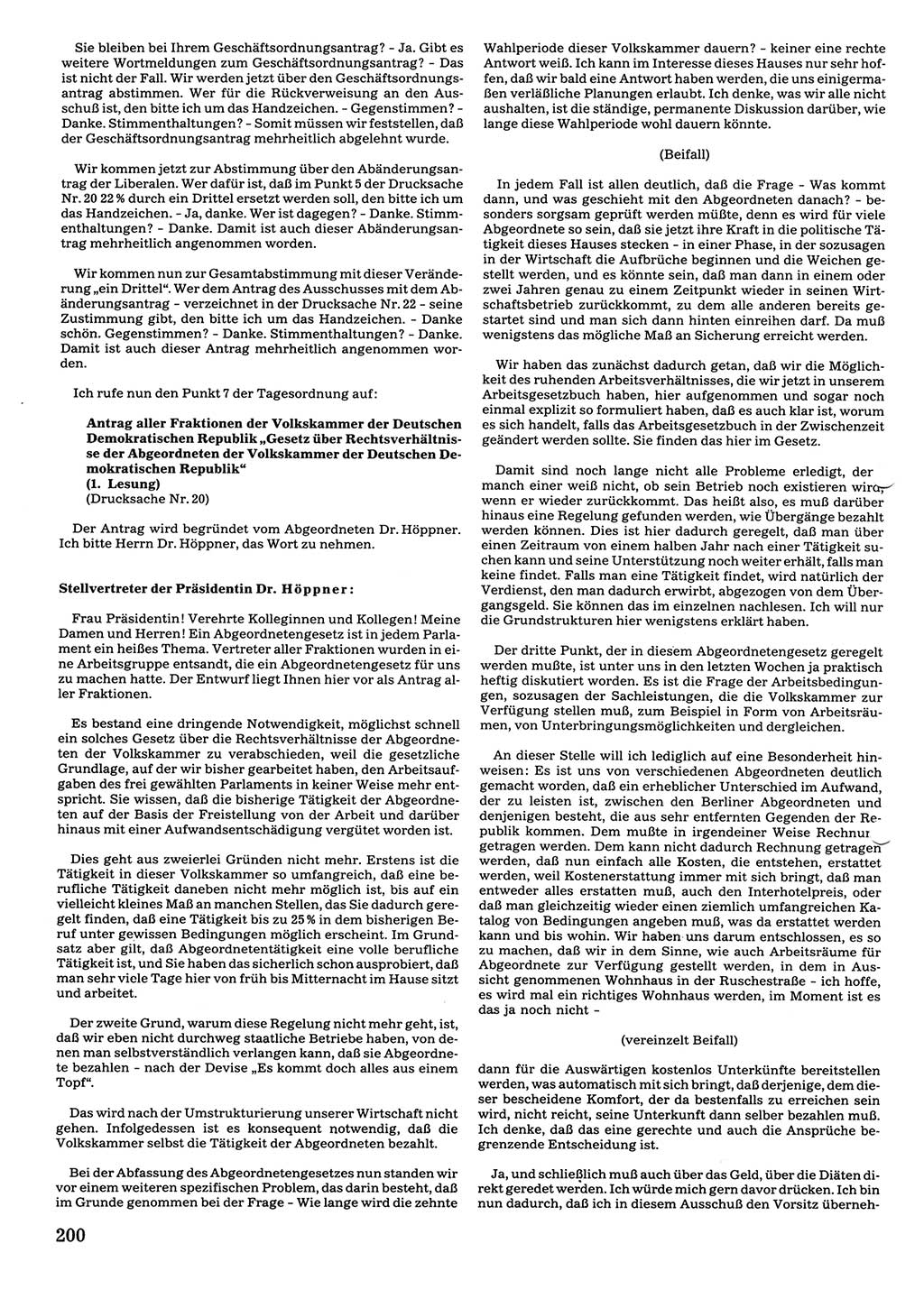 Tagungen der Volkskammer (VK) der Deutschen Demokratischen Republik (DDR), 10. Wahlperiode 1990, Seite 200 (VK. DDR 10. WP. 1990, Prot. Tg. 1-38, 5.4.-2.10.1990, S. 200)