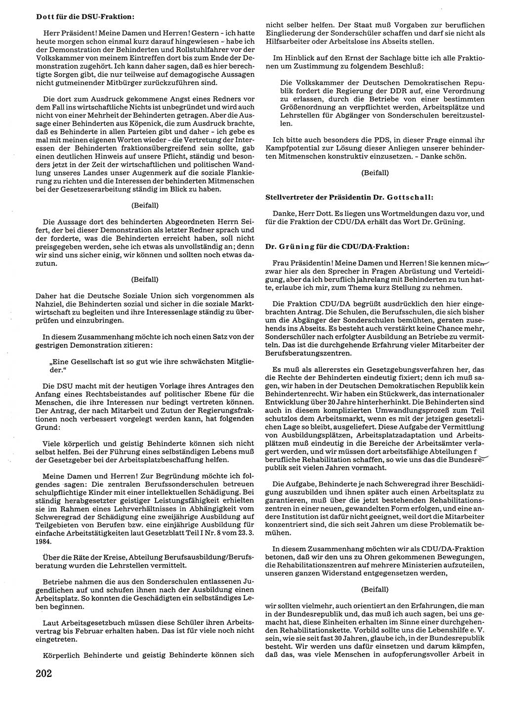 Tagungen der Volkskammer (VK) der Deutschen Demokratischen Republik (DDR), 10. Wahlperiode 1990, Seite 202 (VK. DDR 10. WP. 1990, Prot. Tg. 1-38, 5.4.-2.10.1990, S. 202)