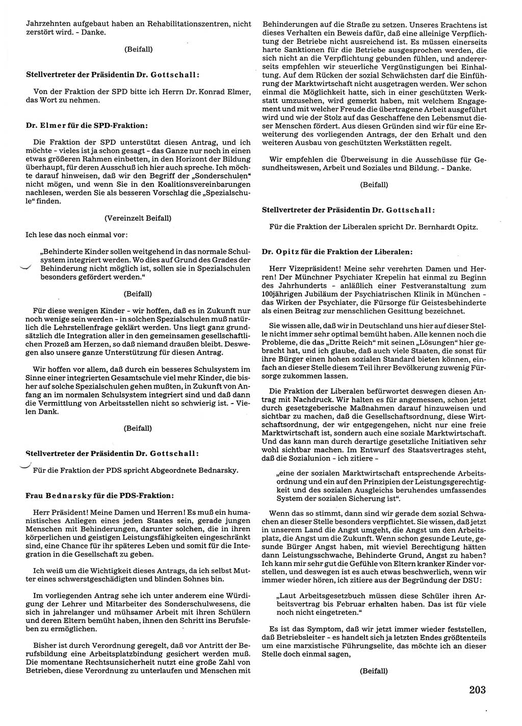 Tagungen der Volkskammer (VK) der Deutschen Demokratischen Republik (DDR), 10. Wahlperiode 1990, Seite 203 (VK. DDR 10. WP. 1990, Prot. Tg. 1-38, 5.4.-2.10.1990, S. 203)