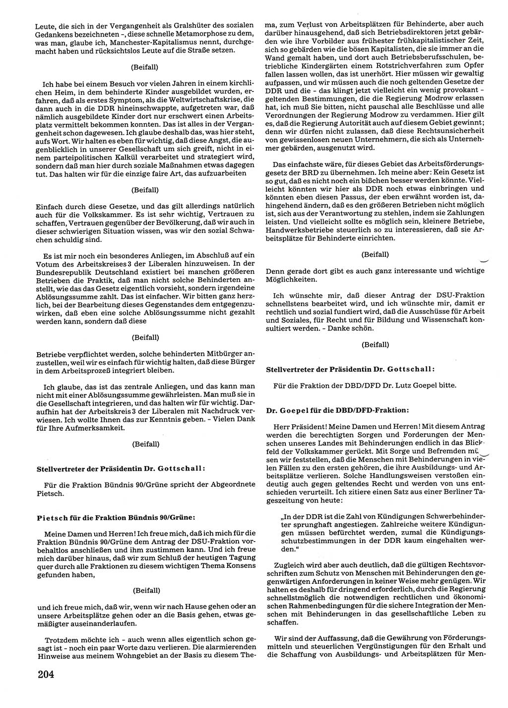 Tagungen der Volkskammer (VK) der Deutschen Demokratischen Republik (DDR), 10. Wahlperiode 1990, Seite 204 (VK. DDR 10. WP. 1990, Prot. Tg. 1-38, 5.4.-2.10.1990, S. 204)