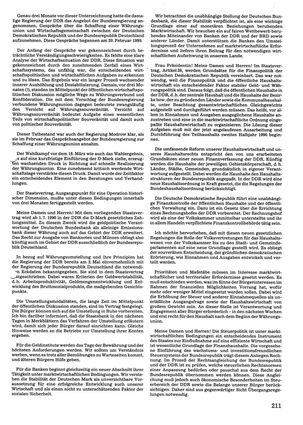 Tagungen der Volkskammer (VK) der Deutschen Demokratischen Republik (DDR), 10. Wahlperiode 1990, Seite 211 (VK. DDR 10. WP. 1990, Prot. Tg. 1-38, 5.4.-2.10.1990, S. 211)