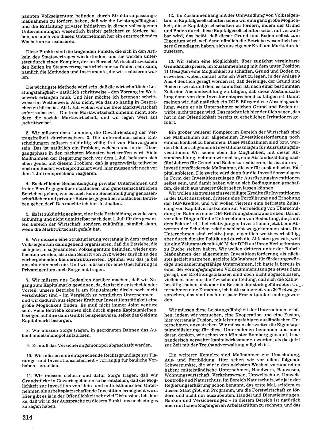 Tagungen der Volkskammer (VK) der Deutschen Demokratischen Republik (DDR), 10. Wahlperiode 1990, Seite 214 (VK. DDR 10. WP. 1990, Prot. Tg. 1-38, 5.4.-2.10.1990, S. 214)
