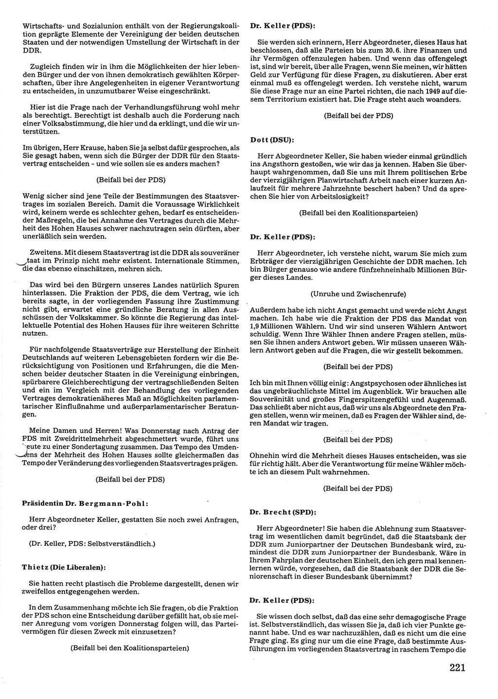 Tagungen der Volkskammer (VK) der Deutschen Demokratischen Republik (DDR), 10. Wahlperiode 1990, Seite 221 (VK. DDR 10. WP. 1990, Prot. Tg. 1-38, 5.4.-2.10.1990, S. 221)