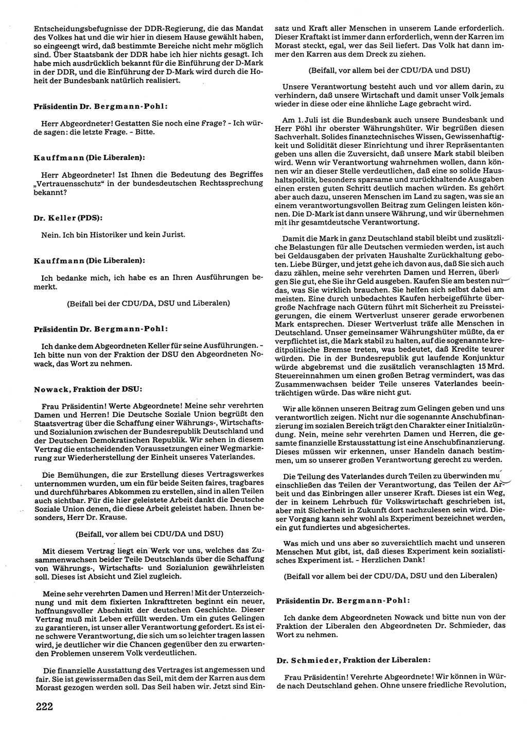 Tagungen der Volkskammer (VK) der Deutschen Demokratischen Republik (DDR), 10. Wahlperiode 1990, Seite 222 (VK. DDR 10. WP. 1990, Prot. Tg. 1-38, 5.4.-2.10.1990, S. 222)