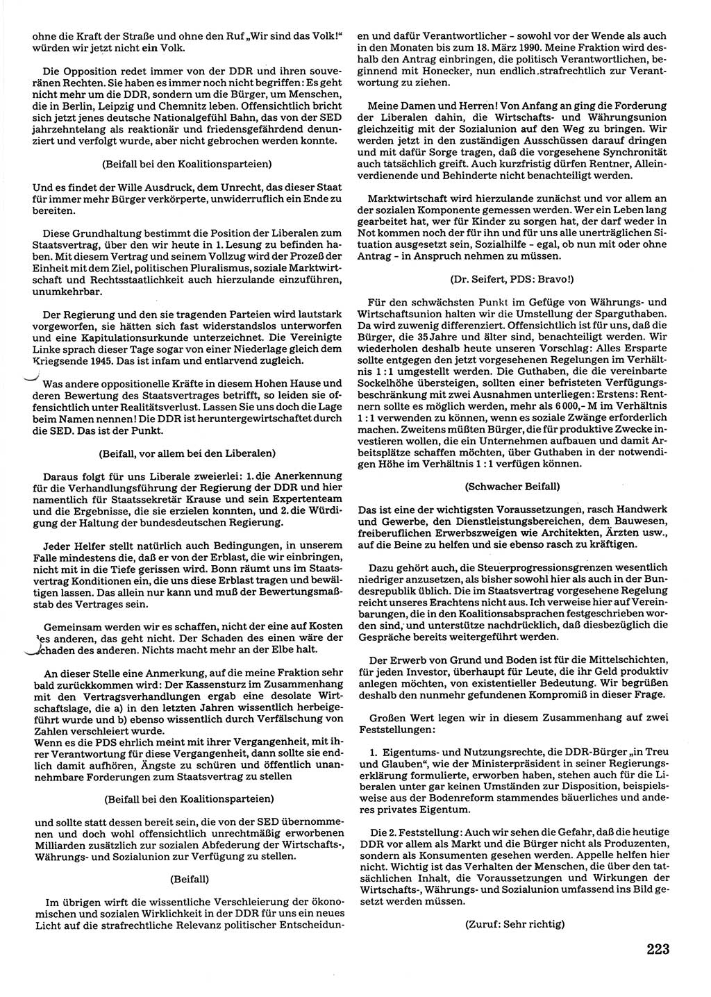 Tagungen der Volkskammer (VK) der Deutschen Demokratischen Republik (DDR), 10. Wahlperiode 1990, Seite 223 (VK. DDR 10. WP. 1990, Prot. Tg. 1-38, 5.4.-2.10.1990, S. 223)