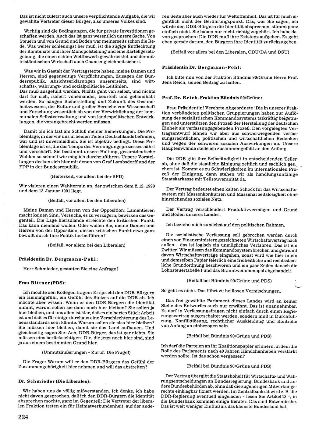 Tagungen der Volkskammer (VK) der Deutschen Demokratischen Republik (DDR), 10. Wahlperiode 1990, Seite 224 (VK. DDR 10. WP. 1990, Prot. Tg. 1-38, 5.4.-2.10.1990, S. 224)