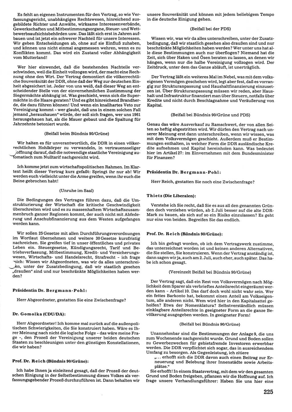 Tagungen der Volkskammer (VK) der Deutschen Demokratischen Republik (DDR), 10. Wahlperiode 1990, Seite 225 (VK. DDR 10. WP. 1990, Prot. Tg. 1-38, 5.4.-2.10.1990, S. 225)