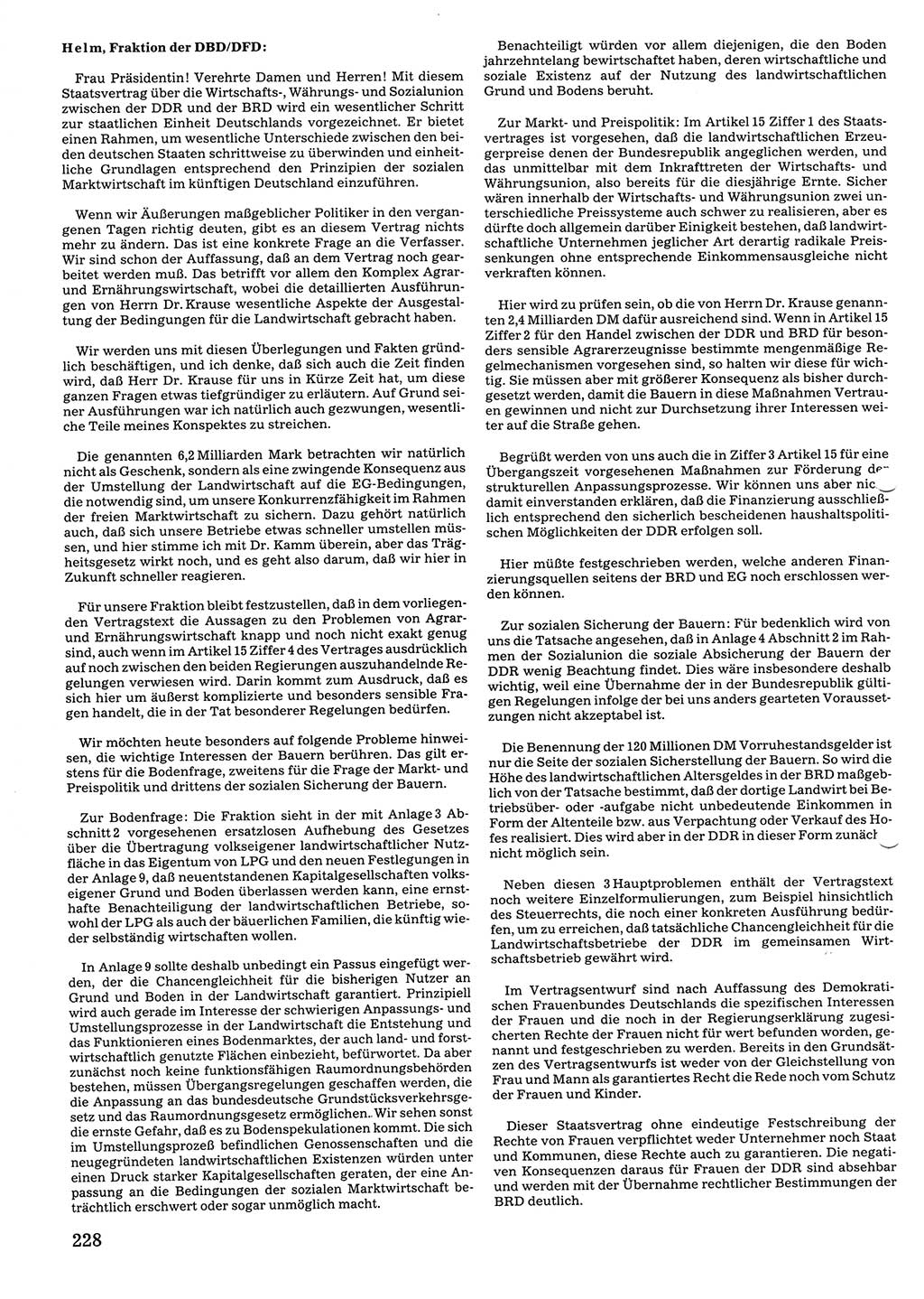 Tagungen der Volkskammer (VK) der Deutschen Demokratischen Republik (DDR), 10. Wahlperiode 1990, Seite 228 (VK. DDR 10. WP. 1990, Prot. Tg. 1-38, 5.4.-2.10.1990, S. 228)