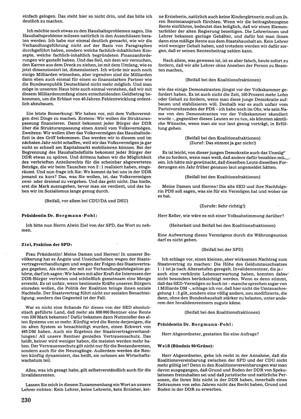 Tagungen der Volkskammer (VK) der Deutschen Demokratischen Republik (DDR), 10. Wahlperiode 1990, Seite 230 (VK. DDR 10. WP. 1990, Prot. Tg. 1-38, 5.4.-2.10.1990, S. 230)