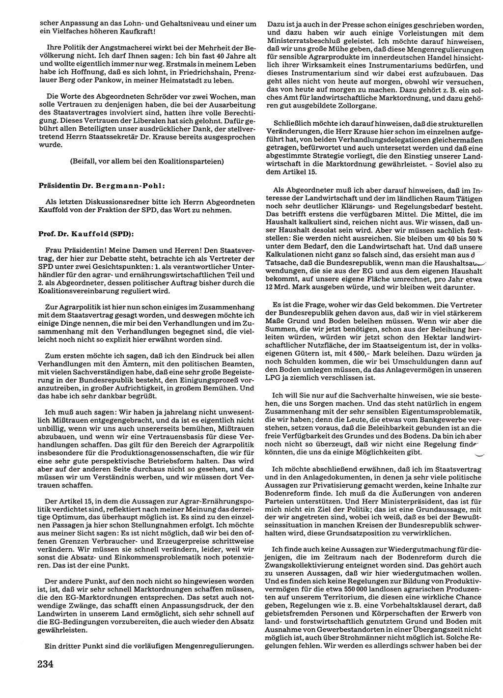 Tagungen der Volkskammer (VK) der Deutschen Demokratischen Republik (DDR), 10. Wahlperiode 1990, Seite 234 (VK. DDR 10. WP. 1990, Prot. Tg. 1-38, 5.4.-2.10.1990, S. 234)