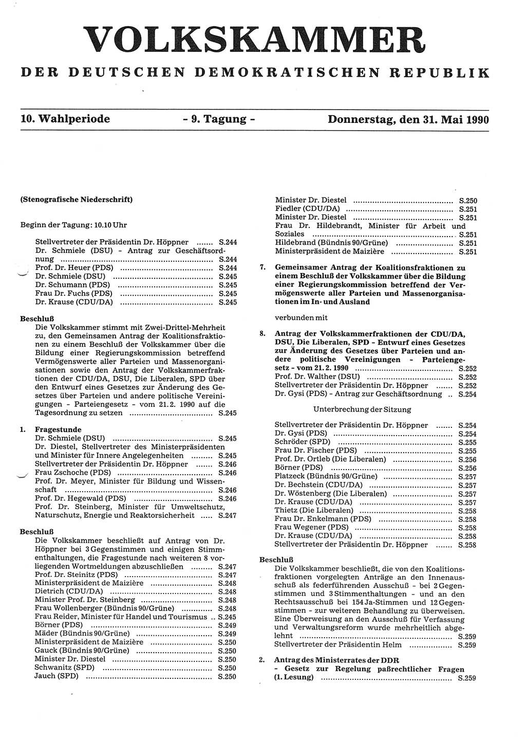 Tagungen der Volkskammer (VK) der Deutschen Demokratischen Republik (DDR), 10. Wahlperiode 1990, Seite 241 (VK. DDR 10. WP. 1990, Prot. Tg. 1-38, 5.4.-2.10.1990, S. 241)