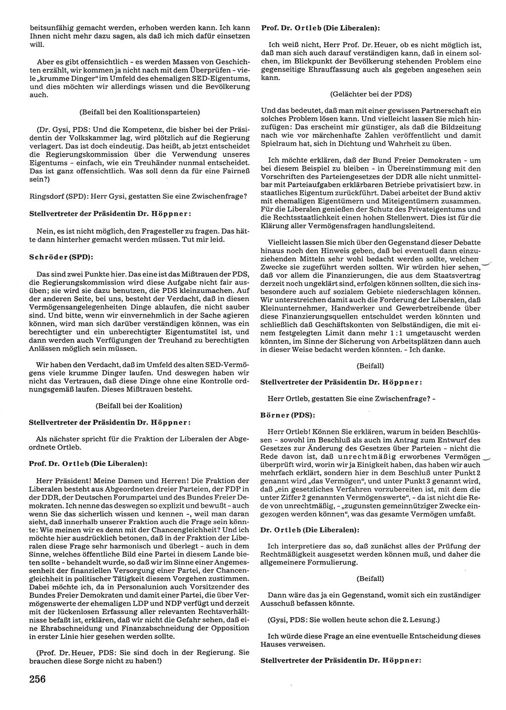 Tagungen der Volkskammer (VK) der Deutschen Demokratischen Republik (DDR), 10. Wahlperiode 1990, Seite 256 (VK. DDR 10. WP. 1990, Prot. Tg. 1-38, 5.4.-2.10.1990, S. 256)