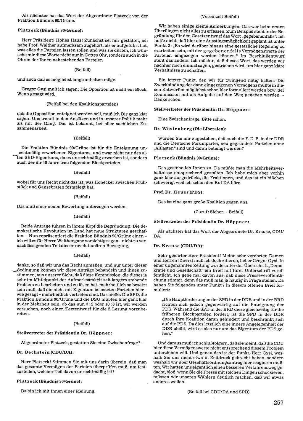 Tagungen der Volkskammer (VK) der Deutschen Demokratischen Republik (DDR), 10. Wahlperiode 1990, Seite 257 (VK. DDR 10. WP. 1990, Prot. Tg. 1-38, 5.4.-2.10.1990, S. 257)