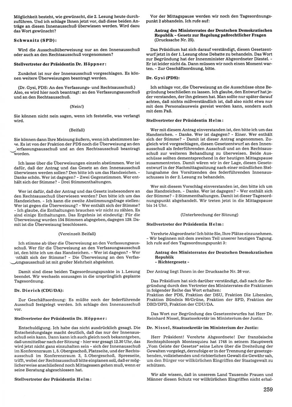 Tagungen der Volkskammer (VK) der Deutschen Demokratischen Republik (DDR), 10. Wahlperiode 1990, Seite 259 (VK. DDR 10. WP. 1990, Prot. Tg. 1-38, 5.4.-2.10.1990, S. 259)