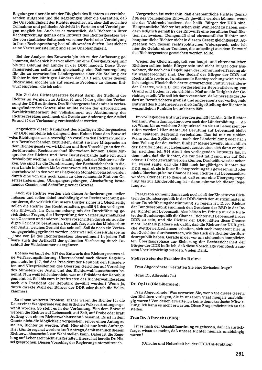 Tagungen der Volkskammer (VK) der Deutschen Demokratischen Republik (DDR), 10. Wahlperiode 1990, Seite 261 (VK. DDR 10. WP. 1990, Prot. Tg. 1-38, 5.4.-2.10.1990, S. 261)
