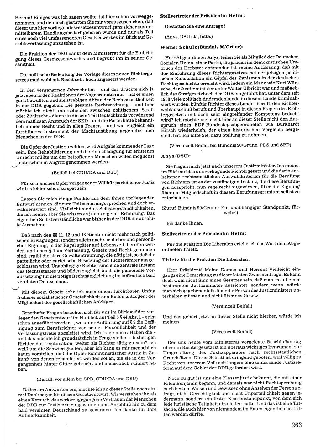 Tagungen der Volkskammer (VK) der Deutschen Demokratischen Republik (DDR), 10. Wahlperiode 1990, Seite 263 (VK. DDR 10. WP. 1990, Prot. Tg. 1-38, 5.4.-2.10.1990, S. 263)