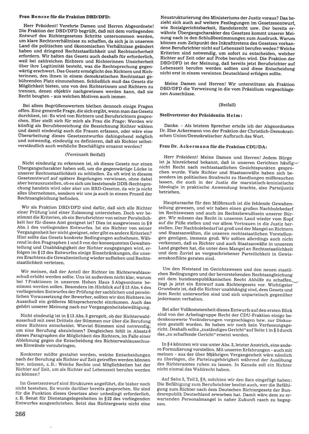 Tagungen der Volkskammer (VK) der Deutschen Demokratischen Republik (DDR), 10. Wahlperiode 1990, Seite 266 (VK. DDR 10. WP. 1990, Prot. Tg. 1-38, 5.4.-2.10.1990, S. 266)