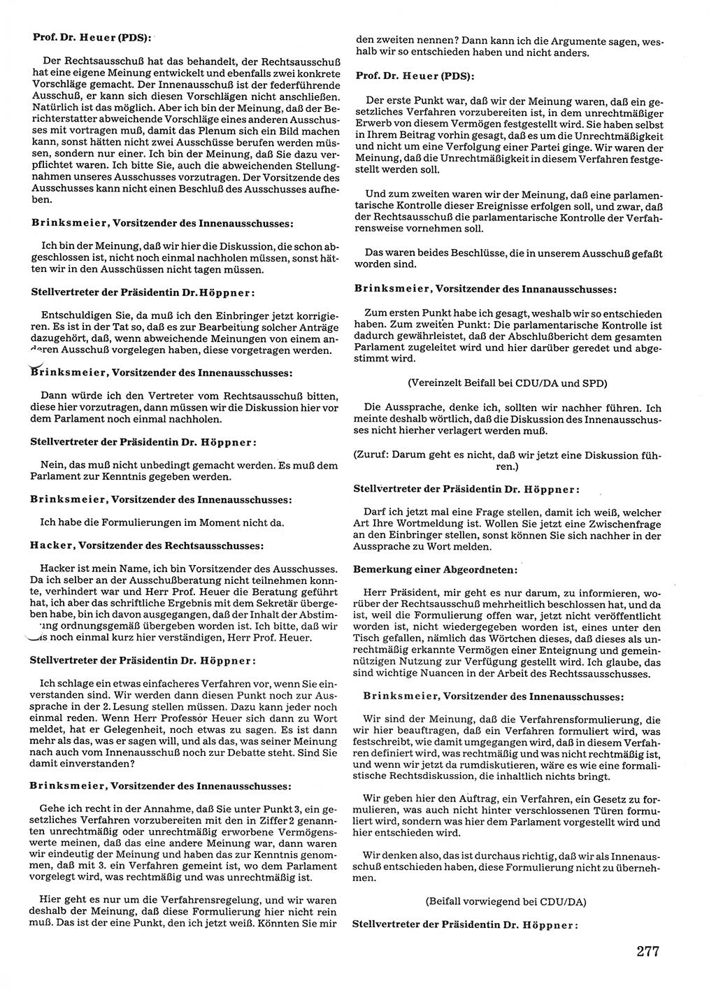 Tagungen der Volkskammer (VK) der Deutschen Demokratischen Republik (DDR), 10. Wahlperiode 1990, Seite 277 (VK. DDR 10. WP. 1990, Prot. Tg. 1-38, 5.4.-2.10.1990, S. 277)