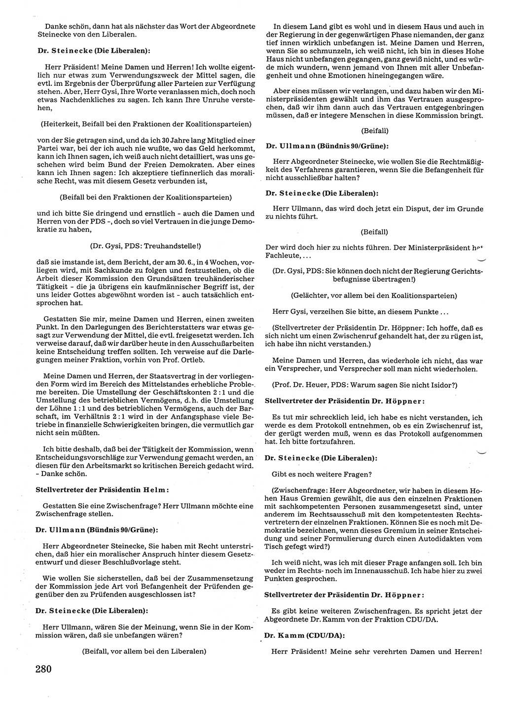 Tagungen der Volkskammer (VK) der Deutschen Demokratischen Republik (DDR), 10. Wahlperiode 1990, Seite 280 (VK. DDR 10. WP. 1990, Prot. Tg. 1-38, 5.4.-2.10.1990, S. 280)