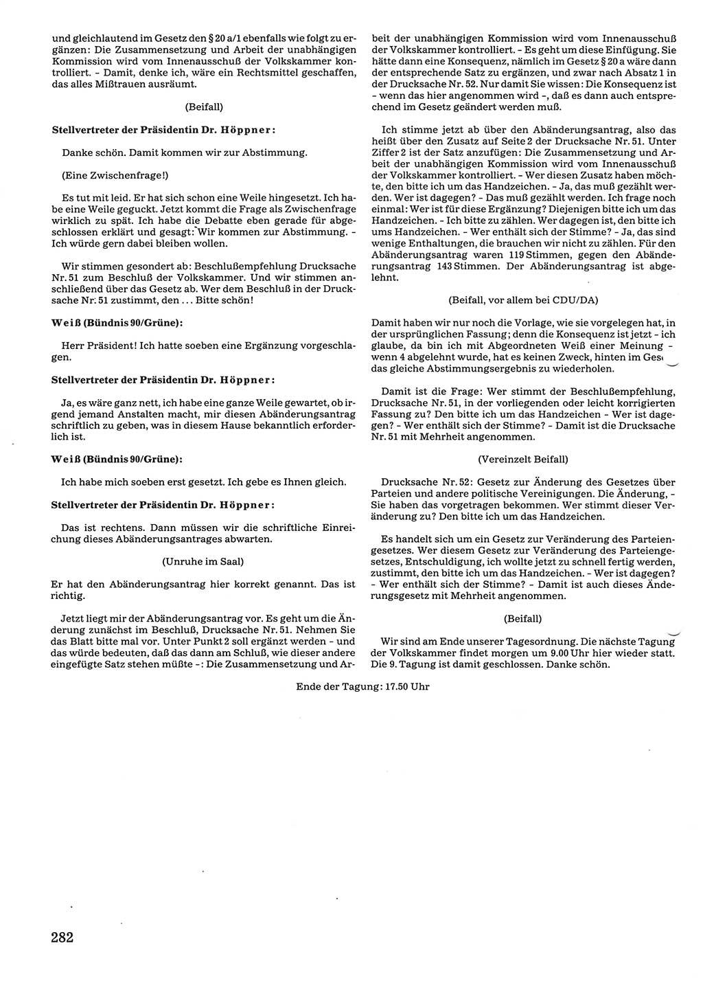 Tagungen der Volkskammer (VK) der Deutschen Demokratischen Republik (DDR), 10. Wahlperiode 1990, Seite 282 (VK. DDR 10. WP. 1990, Prot. Tg. 1-38, 5.4.-2.10.1990, S. 282)