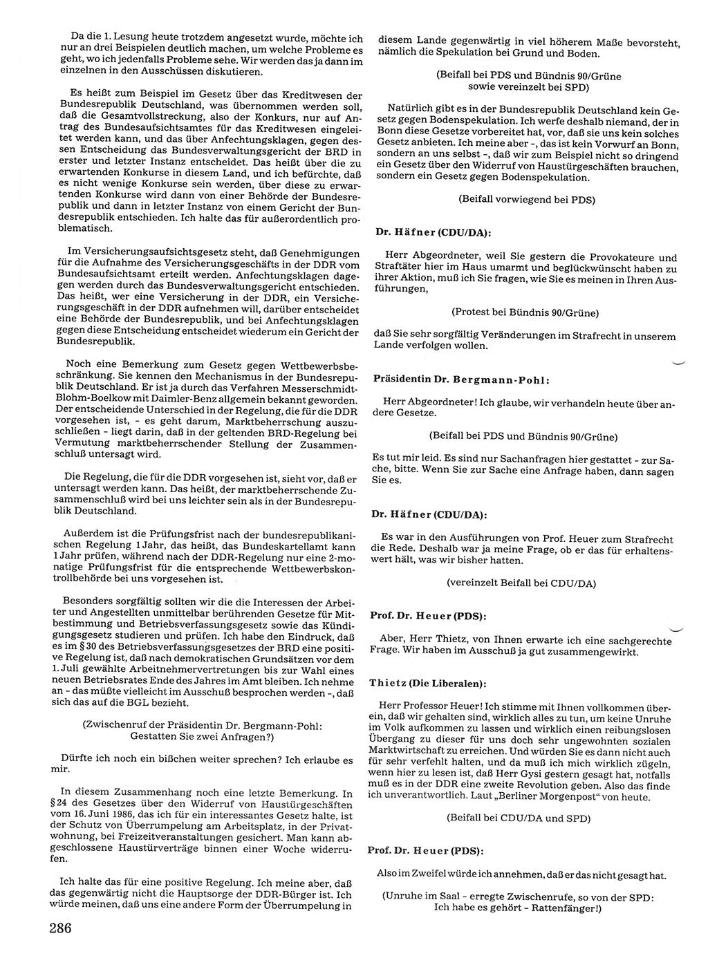 Tagungen der Volkskammer (VK) der Deutschen Demokratischen Republik (DDR), 10. Wahlperiode 1990, Seite 286 (VK. DDR 10. WP. 1990, Prot. Tg. 1-38, 5.4.-2.10.1990, S. 286)