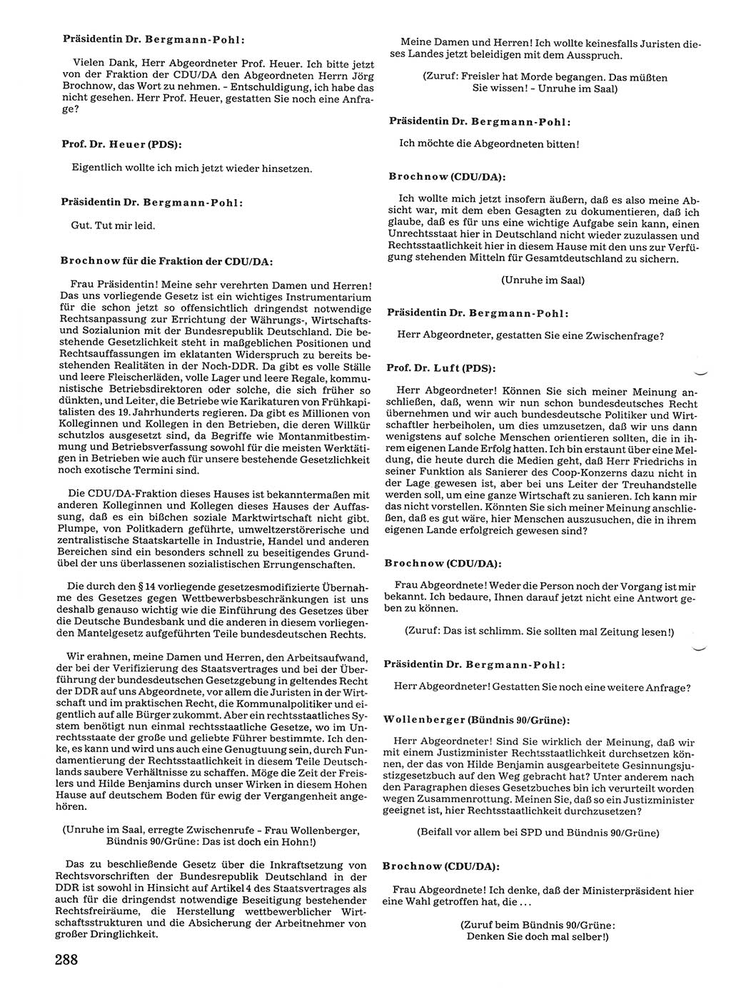 Tagungen der Volkskammer (VK) der Deutschen Demokratischen Republik (DDR), 10. Wahlperiode 1990, Seite 288 (VK. DDR 10. WP. 1990, Prot. Tg. 1-38, 5.4.-2.10.1990, S. 288)