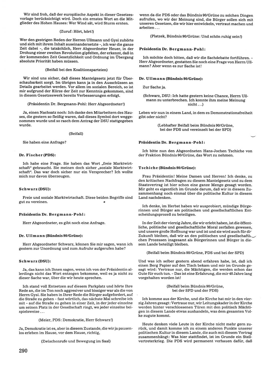 Tagungen der Volkskammer (VK) der Deutschen Demokratischen Republik (DDR), 10. Wahlperiode 1990, Seite 290 (VK. DDR 10. WP. 1990, Prot. Tg. 1-38, 5.4.-2.10.1990, S. 290)