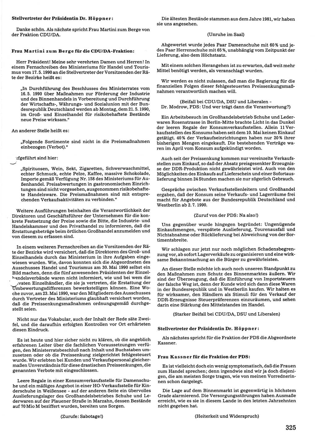 Tagungen der Volkskammer (VK) der Deutschen Demokratischen Republik (DDR), 10. Wahlperiode 1990, Seite 325 (VK. DDR 10. WP. 1990, Prot. Tg. 1-38, 5.4.-2.10.1990, S. 325)
