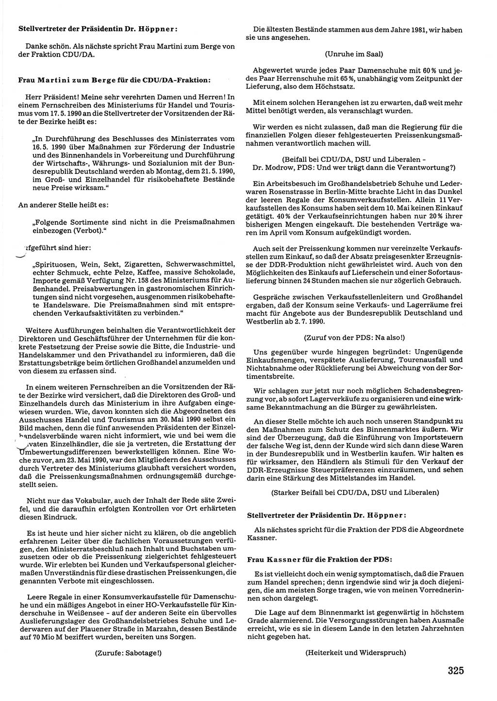 Tagungen der Volkskammer (VK) der Deutschen Demokratischen Republik (DDR), 10. Wahlperiode 1990, Seite 325 (VK. DDR 10. WP. 1990, Prot. Tg. 1-38, 5.4.-2.10.1990, S. 325)