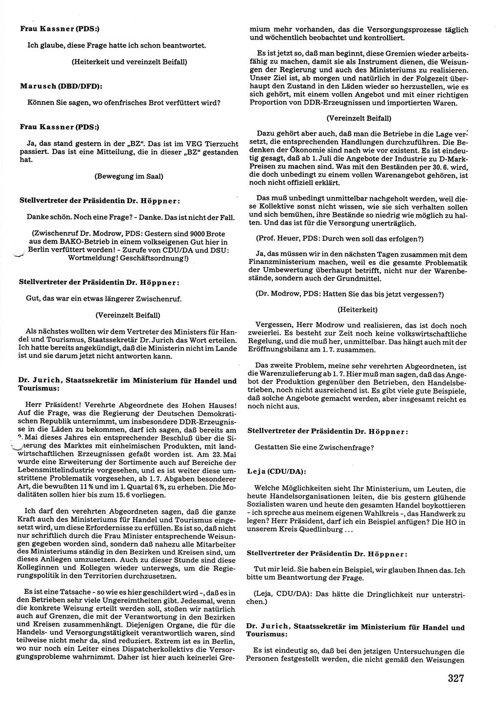 Tagungen der Volkskammer (VK) der Deutschen Demokratischen Republik (DDR), 10. Wahlperiode 1990, Seite 327 (VK. DDR 10. WP. 1990, Prot. Tg. 1-38, 5.4.-2.10.1990, S. 327)